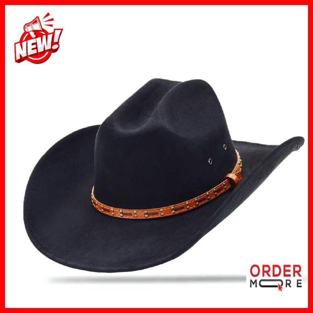 Wide Brim Cowboy Hat 3.74 Inch Brim Lightweight Polyester Western Style